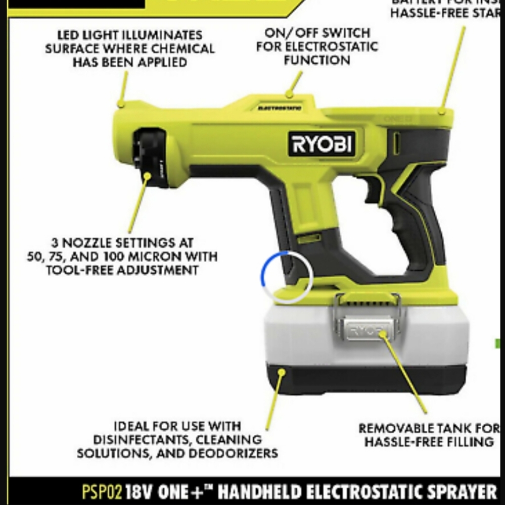 18v Ryobi Sanitizing Sprayer